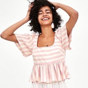 Zara striped linen top